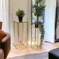 Preview: DanDiBo Flower Stool Metal Gold Angular Flower Stand Side Table 96506 Set of 2 Flower Column Modern Plant Stand Plant Stool