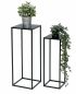 Preview: DanDiBo Blumenhocker Metall Schwarz Eckig Blumenständer Beistelltisch 96315 2er Set Blumensäule Modern Pflanzenständer Pflanzenhocker