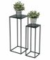 Preview: DanDiBo Blumenhocker Metall Schwarz Eckig Blumenständer Beistelltisch 96315 2er Set Blumensäule Modern Pflanzenständer Pflanzenhocker