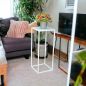 Preview: DanDiBo Blumenhocker Metall Weiß Eckig 60 cm Blumenständer Beistelltisch 96482 M Blumensäule Modern Pflanzenständer Pflanzenhocker
