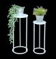 Preview: DanDiBo Blumenhocker Metall Weiß Rund Blumenständer Beistelltisch 96483 2er Set Blumensäule Modern Pflanzenständer Pflanzenhocker