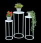 Preview: DanDiBo Blumenhocker Metall Weiß Rund Blumenständer Beistelltisch 96483 3er Set Blumensäule Modern Pflanzenständer Pflanzenhocker