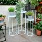 Preview: DanDiBo Blumenhocker Metall Weiß Rund Blumenständer Beistelltisch 96483 3er Set Blumensäule Modern Pflanzenständer Pflanzenhocker