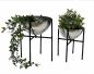 Preview: DanDiBo Flower Stool Metal with Pot Black Silver Set of 2 Flower Stands 96257 Flower Column Modern Plant Stand Plant Stool
