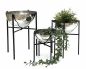 Preview: DanDiBo Blumenhocker Metall mit Topf Schwarz Silber 3er Set Blumenständer 96257 Blumensäule Modern Pflanzenständer Pflanzenhocker