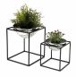 Preview: DanDiBo Blumenhocker Metall mit Topf Schwarz Silber Blumenständer 96256 2er Set Blumensäule Modern Pflanzenständer Pflanzenhocker