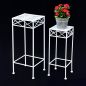 Preview: DanDiBo Blumenhocker Weiß Metall Eckig Blumenständer 96314 2er Set Beistelltisch Blumensäule Modern Pflanzenständer Pflanzenhocker