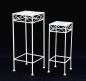 Preview: DanDiBo Blumenhocker Weiß Metall Eckig Blumenständer 96314 2er Set Beistelltisch Blumensäule Modern Pflanzenständer Pflanzenhocker