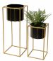 Preview: DanDiBo Blumenhocker mit Topf Metall Gold Schwarz Eckig 2er Set Blumenständer 96035 Blumensäule Modern Pflanzenständer Pflanzenhocker