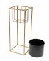 Preview: DanDiBo Blumenhocker mit Topf Metall Gold Schwarz Eckig L 70 cm Blumenständer 96035 Blumensäule Modern Pflanzenständer Pflanzenhocker