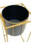 Preview: DanDiBo Blumenhocker mit Topf Metall Gold Schwarz Eckig S 45 cm Blumenständer 96035 Blumensäule Modern Pflanzenständer Pflanzenhocker