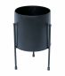 Preview: DanDiBo Blumenhocker mit Topf Metall Schwarz 32 cm Blumenständer 96261 Blumensäule Modern Pflanzenständer Pflanzenhocker