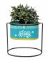 Preview: DanDiBo Flower Stool with Pot Metal Standing Blue Oval 27 cm Flower Stand 96526 M Flower Column Modern Plant Stand Planter