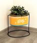 Preview: DanDiBo Blumenhocker mit Topf Metall Stehend Orange Oval 30 cm Blumenständer 96526 L Blumensäule Modern Pflanzenständer Pflanzgefäß