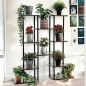 Preview: DanDiBo Flower Shelf Indoor Metal Black 6 Tiers Wood 96584 Plant Stand 100 cm Modern Flower Stand Design