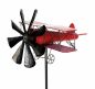 Preview: DanDiBo Gartenstecker Metall Flugzeug XL 160 cm Doppeldecker Rot 96251 Windspiel Windrad Wetterfest Gartendeko Garten Gartenstab Bodenstecker