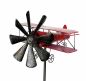Preview: DanDiBo Gartenstecker Metall Flugzeug XL 160 cm Doppeldecker Rot 96251 Windspiel Windrad Wetterfest Gartendeko Garten Gartenstab Bodenstecker