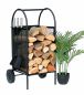 Preview: DanDiBo Firewood rack indoor metal black Fireplace wood rack 80 cm with fireplace set and wheels 96358 Fireplace wood trolley Wood basket Fireplace wood holder Wood rack