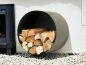 Preview: DanDiBo Kaminholzregal Innen Metall Schwarz Rund Wand 50 cm Kaminholzständer mit Rückwand 96433 Wandmontage Hängend Holzkorb Kaminholzhalter Holzregal