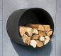 Preview: DanDiBo Kaminholzregal Innen Metall Schwarz Rund Wand 50 cm Kaminholzständer mit Rückwand 96433 Wandmontage Hängend Holzkorb Kaminholzhalter Holzregal