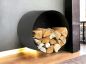 Preview: DanDiBo Kaminholzregal Innen Metall Schwarz Rund Wand 50 cm Kaminholzständer mit Rückwand 96433 Wandmontage Hängend Holzkorb Kaminholzhalter Holzregal