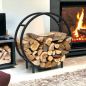 Preview: DanDiBo Firewood Rack Indoor Metal Black Standing Round 60 cm Firewood Stand 96468 Firewood Holder Firewood Rack Firewood Rack