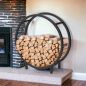 Preview: DanDiBo Firewood Rack Indoor Metal Black Standing Round 60 cm Firewood Stand 96468 Firewood Holder Firewood Rack Firewood Rack