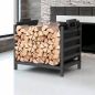 Preview: DanDiBo Kaminholzregal Innen Metall Schwarz Stehend mit Tragetasche 45 cm Kaminholzständer 96466 Kaminholzhalter Brennholzregal Feuerholzregal