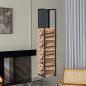 Preview: DanDiBo Kaminholzregal Innen Metall Schwarz Kaminholzständer 120 cm mit Rückwand an der Wand Hängend 96465 Holzkorb Kaminholzhalter Holzregal