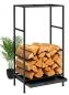 Preview: DanDiBo Firewood rack inside metal black Firewood rack 80 cm with drawer 96356 Wood basket Firewood holder Wood rack