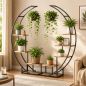 Preview: DanDiBo Pflanzenregal Indoor Blumenregal 170 cm Hoch Metall Schwarz Halbrund 96700 Blumentreppe Groß Rund Pflanzenständer plant stand