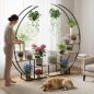 Preview: DanDiBo Pflanzenregal Indoor Blumenregal 170 cm Hoch Metall Schwarz Halbrund 96700 Blumentreppe Groß Rund Pflanzenständer plant stand