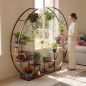 Preview: DanDiBo Pflanzenregal Indoor Blumenregal 170 cm Hoch Metall Schwarz Halbrund 96700 Blumentreppe Groß Rund Pflanzenständer plant stand