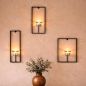Preview: DanDiBo Wall Tealight Holder Metal Black Carre Set of 3 Wall Candle Holder Tealight Holder Wall Mounted Candle Holder