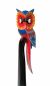 Preview: DanDiBo Deko Figur Eule Nr.2 Vogel aus Holz Skulptur Rot Blau 80 cm Holzvogel Handgeschnitzt Stehend Tierfigur Schnitzskulptur