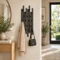 Preview: DanDiBo Garderobe Wand Schwarz Metall 96612 / 96782 Wandgarderobe mit 18 Haken Schmal Flurgarderobe Modern Hakenleiste Garderobenhaken