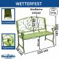 Preview: DanDiBo Gartenbank Wetterfest 2 Sitzer Metall Grün 110 cm 96593 Sitzbank Eisen Bank Garten Antik Parkbank