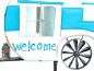 Preview: DanDiBo Gartenstecker Metall Wohnwagen XL 160 cm Blau Weiß Caravan 96103 Windspiel Windrad Wetterfest Gartendeko Gartenstab Bodenstecker