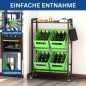 Preview: DanDiBo beverage crate shelf 4 crates with storage surface wheels hooks metal black 96651 beverage shelf crate shelf drinks shelf