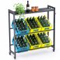 Preview: DanDiBo Bottle Crate Rack 6 Crates with Shelf Wheels Hooks Metal Black 96653 Beverage Rack Crate Rack Drinks Shelf Container