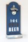 Preview: Wandflaschenöffner mit Kronkorkenbehälter 20003 Blau "Ice cold beer" Bieröffner 32cm Flaschenöffner