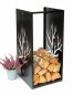 Preview: DanDiBo Kaminholzregal Metall Schwarz Innen Kaminholzständer 96196 Holzkorb 80 cm Kaminholzhalter Holzregal Eckig Baum