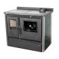 Preview: Kaminofen mit Backfach und Herdplatte 4050 Lotus Inox Grün Holzofen 11 kW Holz Ofen Mehrfachbelegung Kamin Heizofen Küchenherd