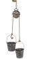 Preview: Metal bucket with pulley decoration set silver grey MB27 rope decoration plant pot plants flower pot bucket rope winch water bucket