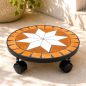 Preview: DanDiBo Pflanzenroller Outdoor Wetterfest Rund 30cm Mosaik Merano 12025 Blumenroller Blumenständer Planzenständer