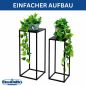 Preview: DanDiBo Pflanzenständer Metall Schwarz Eckig 2er Set 96574 Beistelltisch Blumenhocker Blumenständer Blumensäule Design Modern Pflanzenhocker