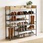 Preview: DanDiBo Schuhregal Platzsparend Metall Schwarz Modern 6 Etagen 100 cm mit Ablage 96701 Schuhständer mit Stauraum Schuhablage Schuhaufbewahrung Regal Shoe Rack