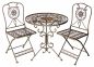 Preview: DanDiBo Sitzgruppe Eisen Garten Antik Bistroset Tecla Bistrotisch mit 2 Stühlen klappbar Metall Gartentisch