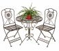 Preview: DanDiBo Sitzgruppe Eisen Garten Antik Bistroset Tecla Bistrotisch mit 2 Stühlen klappbar Metall Gartentisch