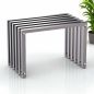 Preview: DanDiBo Sitzhocker Edelstahl Modern Wetterfest Metall Massiv 96643 Sitzbank 60 cm Outdoor Garten Hocker Lamellenbank Lamellenhocker